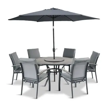 LG Outdoor Turin 6 Seat Dining Set with 3m Parasol & Lazy Susan - image 4